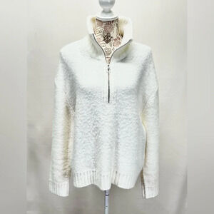 VINCE CAMUTO Winter white half zip pullover sweater size‎ M.